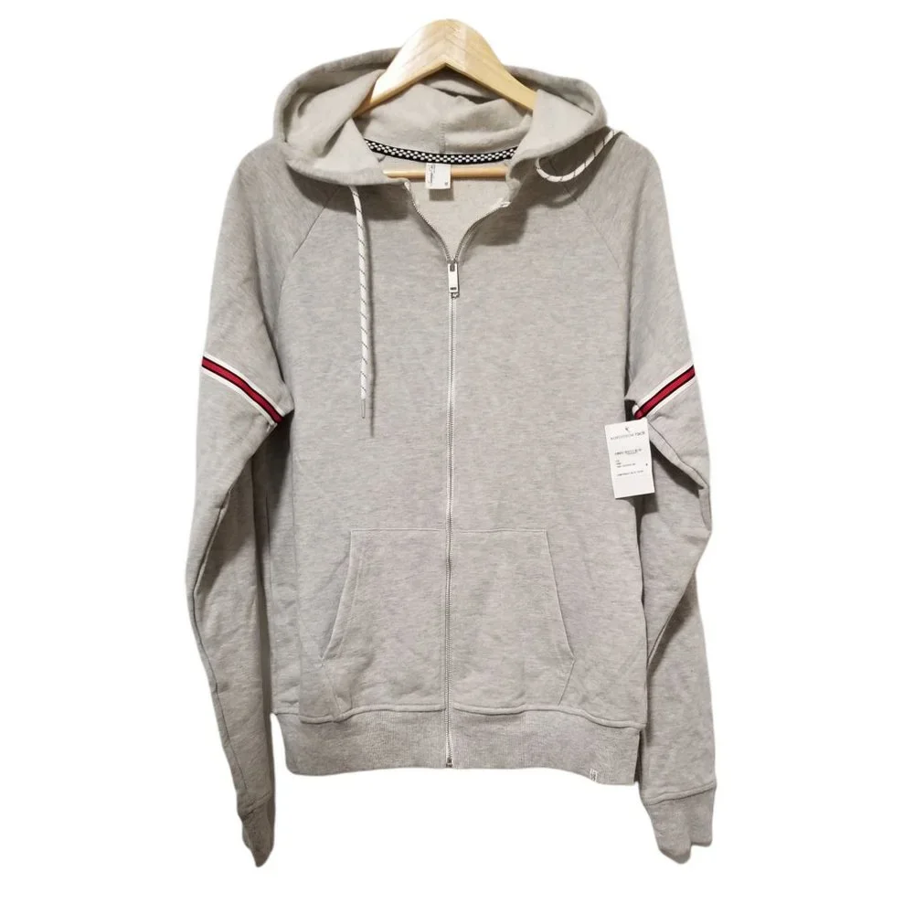 Mens Gray Hoodie Zip Front Hooded Sweatshirt New - Picture 4 of 11